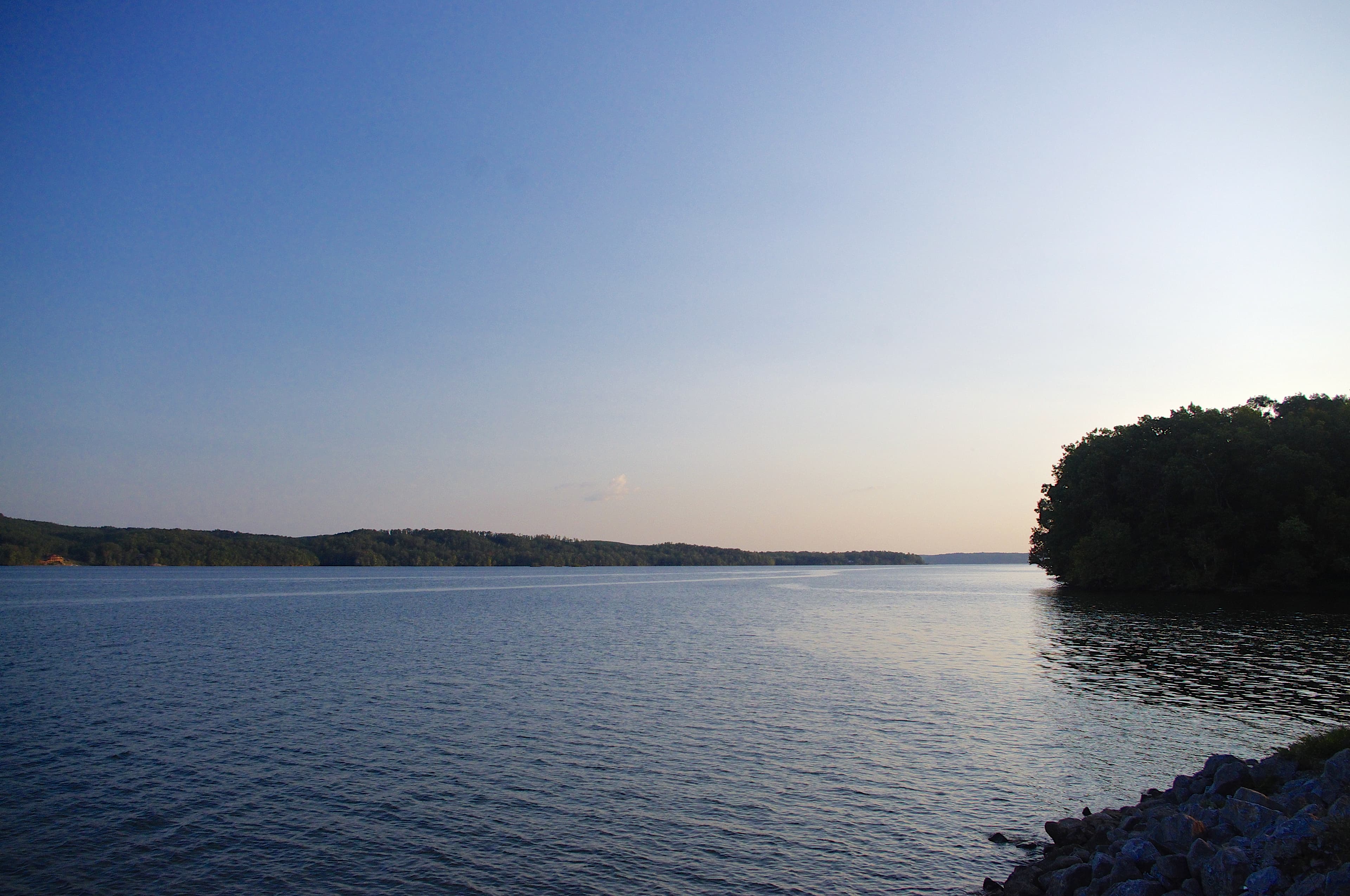 Pickwick Lake open water looking southwest from Waterloo, Alabama