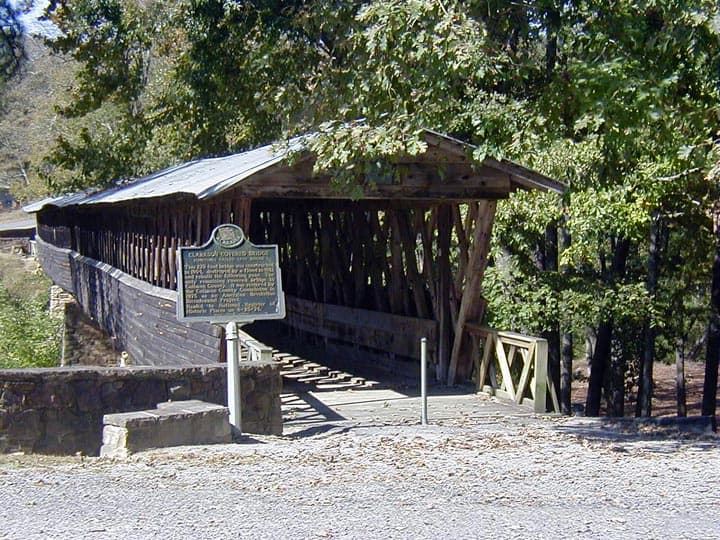 Clarkson-Legg Covered Bridge in Cullman County, Alabama — one of Alabama's longest covered bridges, about 15 minutes from Lake Catoma on Eightmile Creek
